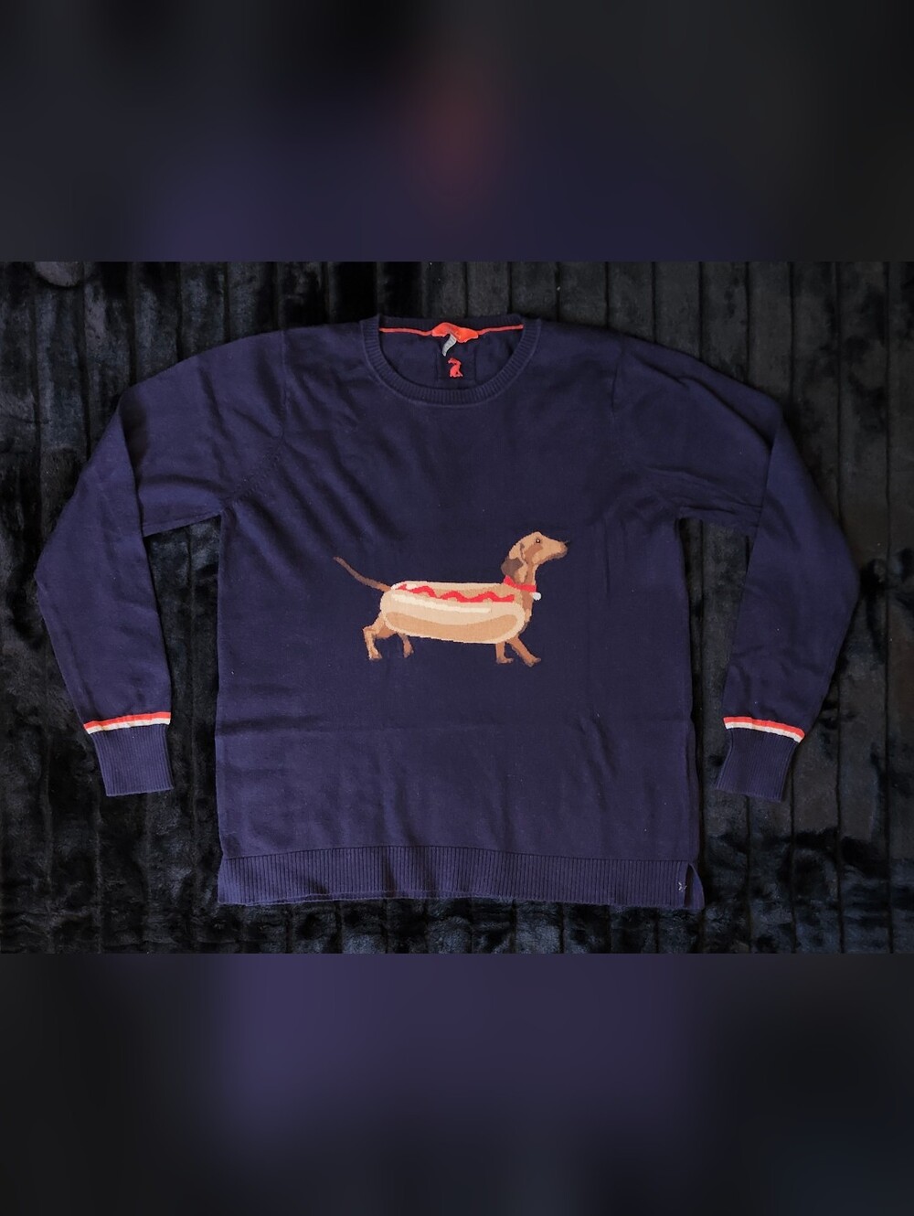 Joules Women Miranda Knitted Intarsia Crew Neck Jumper - Navy Dog- size 14 UK - Picture 2 of 9